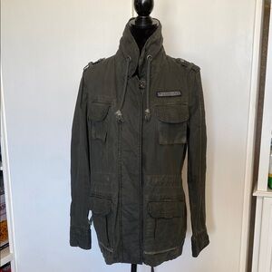 Harley-Davidson Green Military Field Jacket with Stand-Up Collar